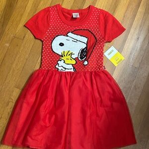 Peanuts Red Snoopy Holiday Dress size 10-12 NEW tutu Christmas